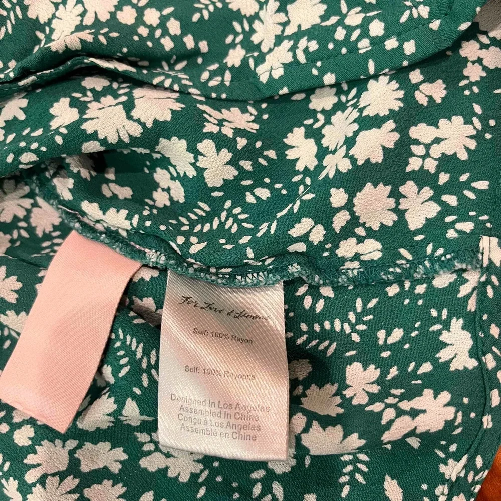For Love & Lemons Kelly Green Floral Crop Blouse Wrap Tie Front 3/4‎ Sleeve Sz M